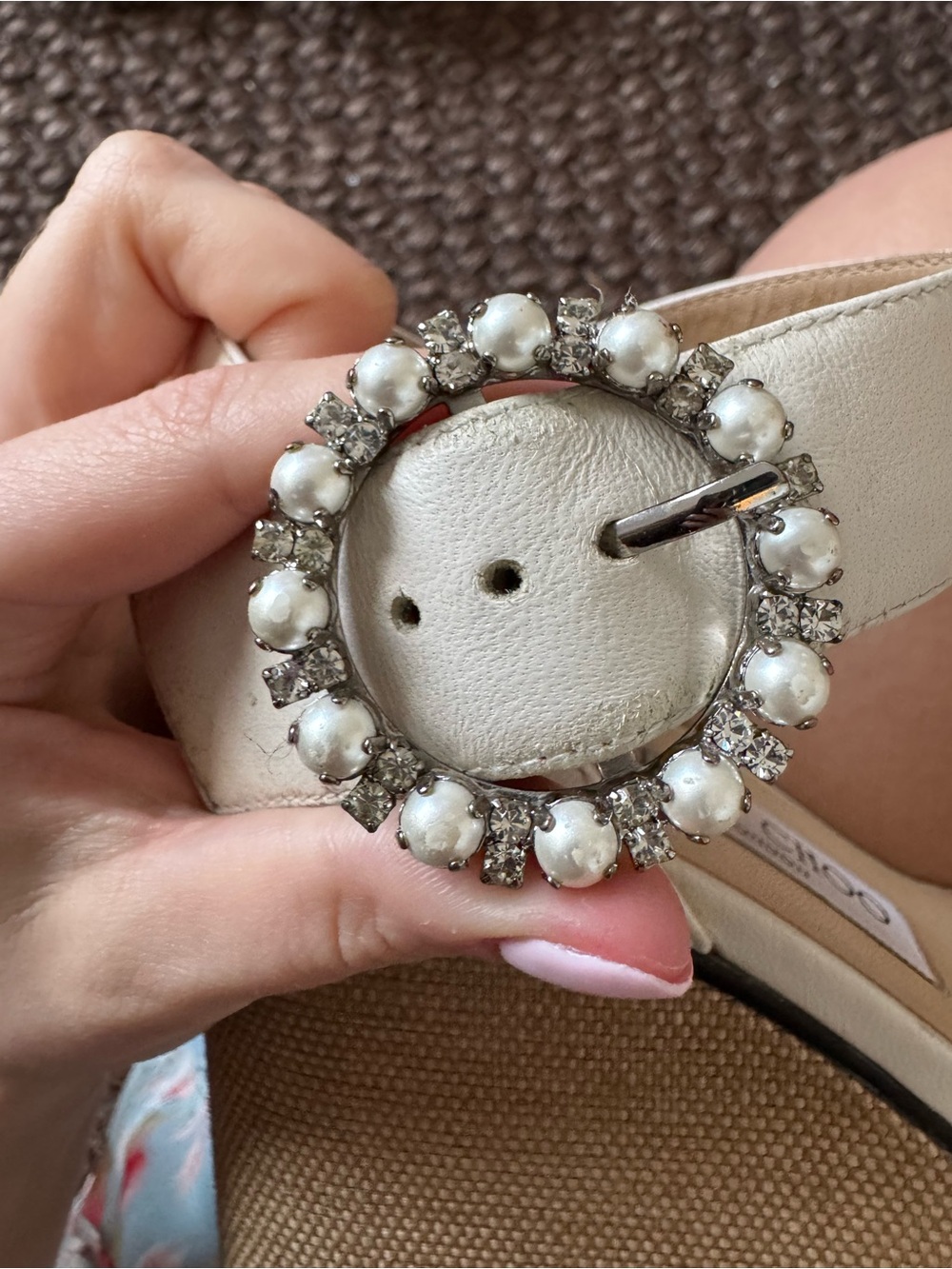 Jimmy Choo Tan & White Platform Wedges - Picture 6 of 14